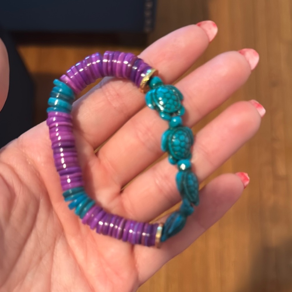 Purple and Turquoise Turtle Bracelet